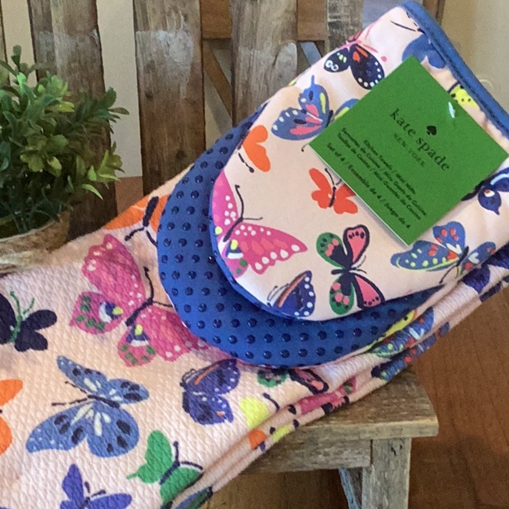 Kate Spade Butterfly Print Towel & Mitt Set
